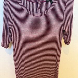 Banana Republic Burgundy and light gray Striped Short Sleeve Tee